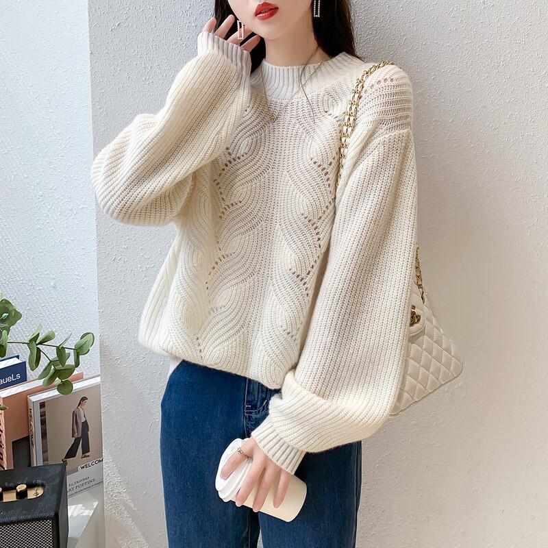 Mokana Women's Semi-High Collar Cashmere Sweater