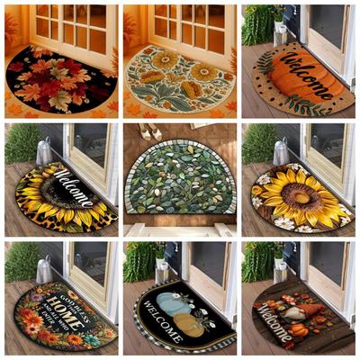 Высококачественный нескользящий полукруглый придверный коврик с цветочным узором в стиле бохо, моющийся, впитывающий, входной коврик для помещений и улицы