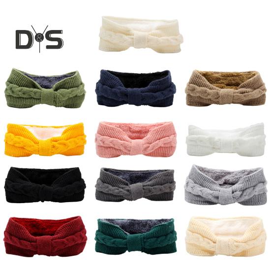 Зимняя флисовая повязка на голову, однотонная, с перекрученной текстурой, утолщенная, теплая, эластичная, удобная, вязаная, утепленная повязка на голову