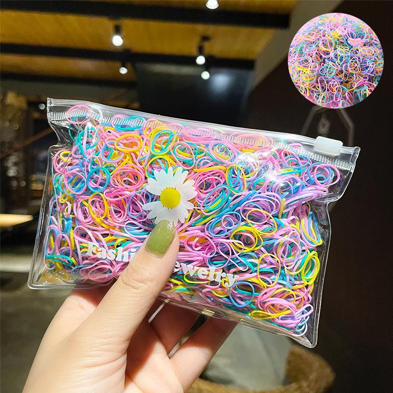 1000PCS Disposable Rubber Band Hairband For Children  Ponytail Hairs Ties Colourful Elastic Hair Bands Baby Hair Accessories