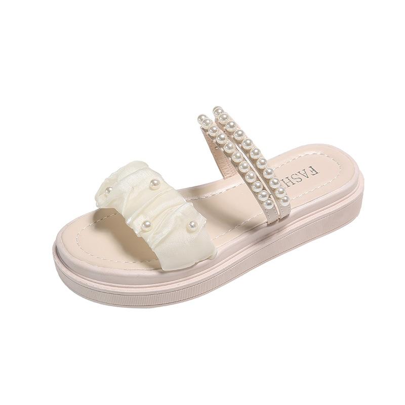 Two wearing sandals women's summer new fashion pearl versatile Roman shoes fairy style platform sandals ins