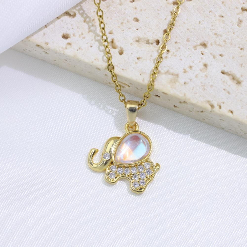 Cute Elephant Pendant Necklaces for Women Fashion Zirconia Necklace Wedding Party Jewelry Accessories
