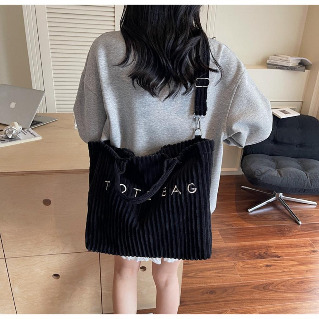 Вместительная сумка через плечо, Женская сумка через плечо, Популярная и универсальная женская сумка из полосатого бархата, Сумка-тоут для переноски писем