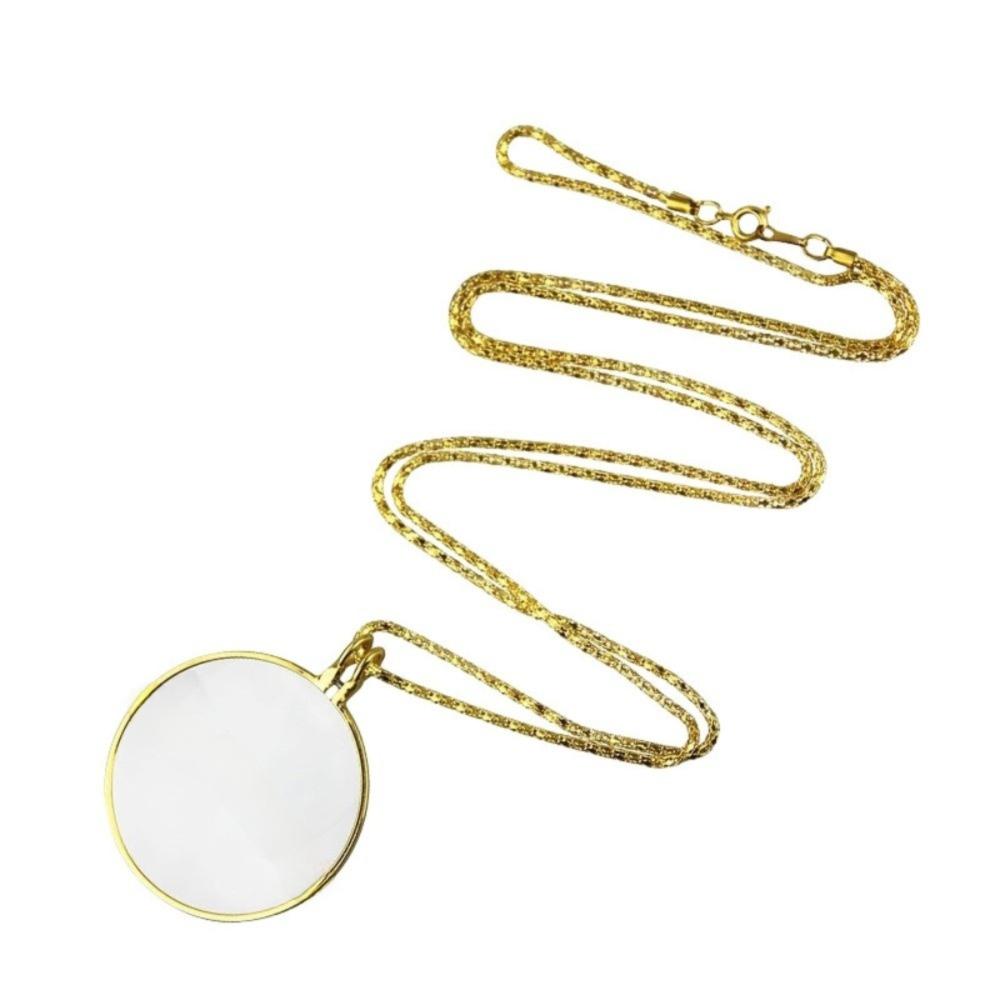 Metal Circular Magnifying Glass Pendant Reading Amplifier Sweater Chain Pendant Mother's Day Gift