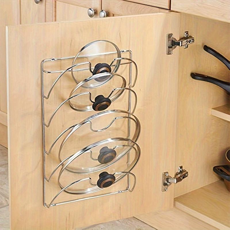 1 держатель для крышки из нержавеющей стали - Настенный держатель для кастрюль с крючками - Многофункциональный держатель для хранения с монтажными принадлежностями