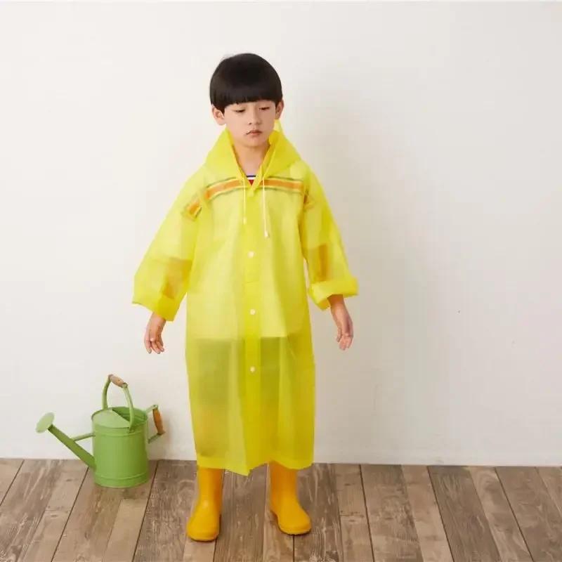 Детский дождевик-пончо одноразовый цельный для девочек и малышей, школьников, прозрачный, длинный, из ЭВА, дождевик оптом