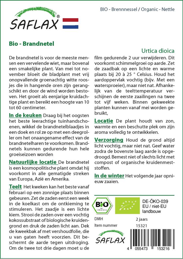 SAFLAX Garden in the Bag - Органический продукт - Крапива - 2000 семян - С субстратом в подходящем пакете - Urtica dioica