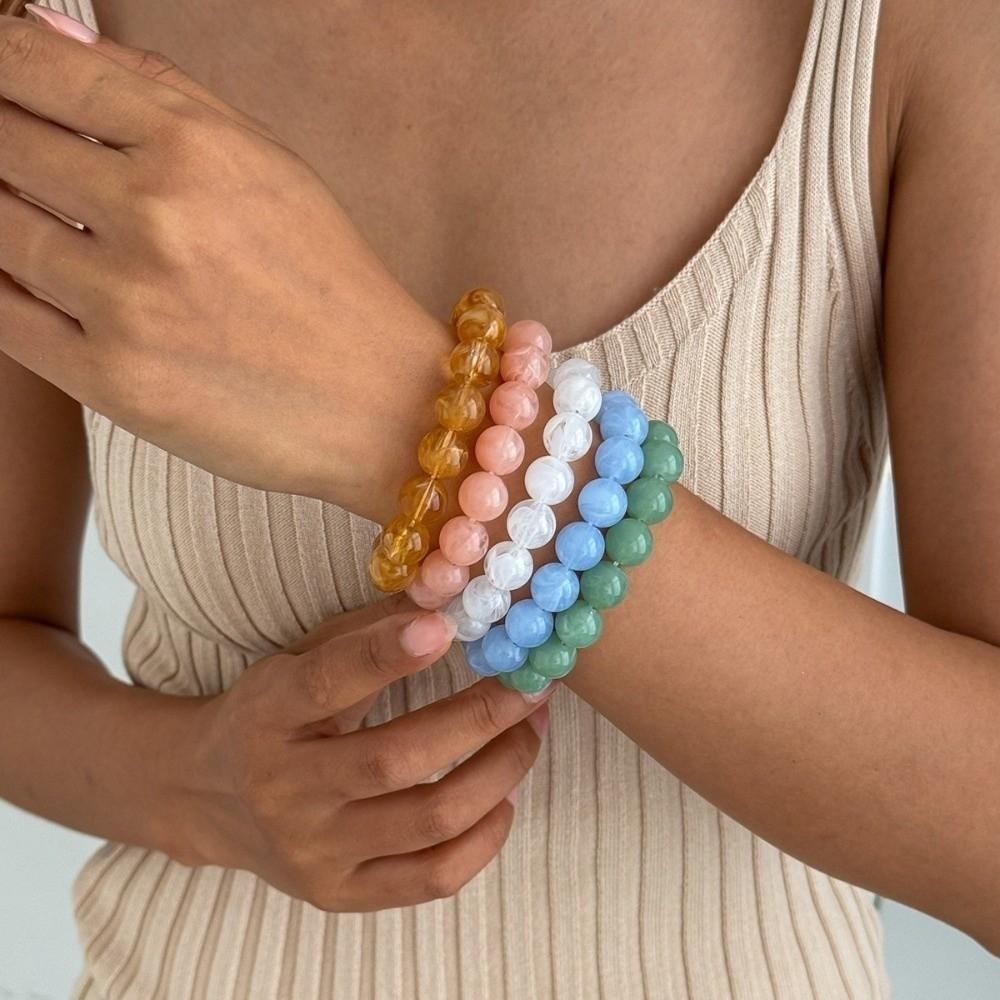 4Pcs Stackable Beads Bracelet Set Multicolor Cuff Bracelet Set New Round Bangles Women