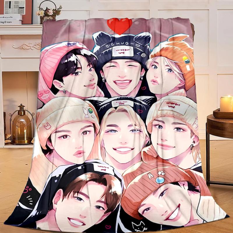 1PC Kpop Idol Performance Flannel Blanket Gift, Suitable for Both Men And Women, Soft Ideal for Beds And Sofa, Birthday Or Christmas Gift