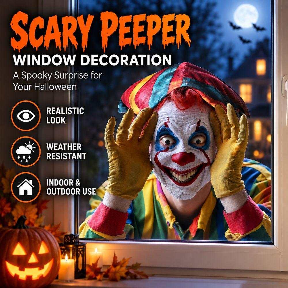 Spooky House Party Scares Scary Peeper Freak Sticker Clown Sticker Window Decorating