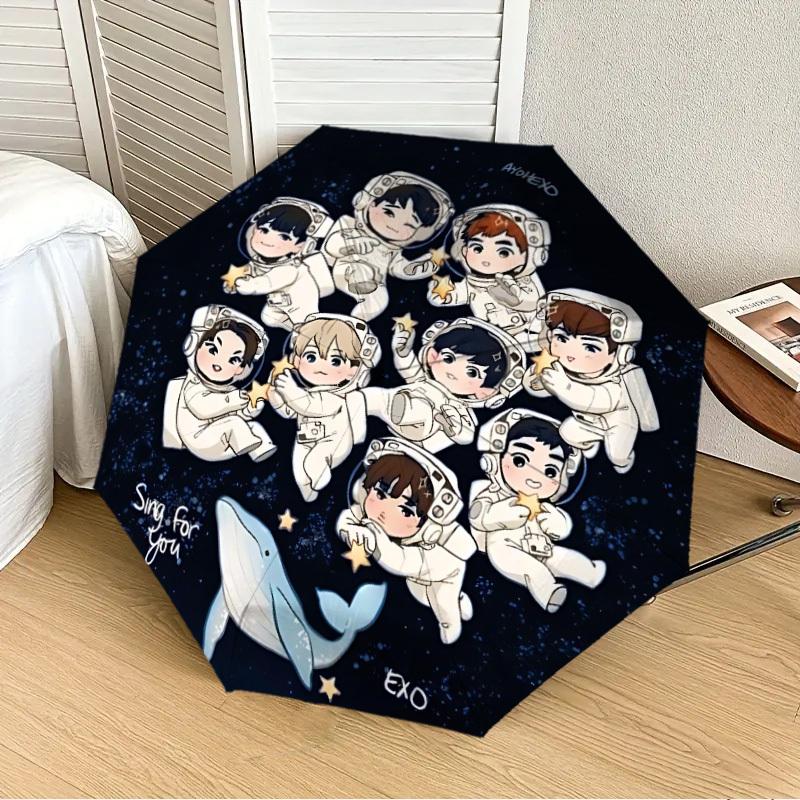 1 шт. Автоматический складной зонт EXO - Компактный дизайн с 8 ребрами, Прочный пластик и железо, Легкий для повседневного использования на улице, a0929185