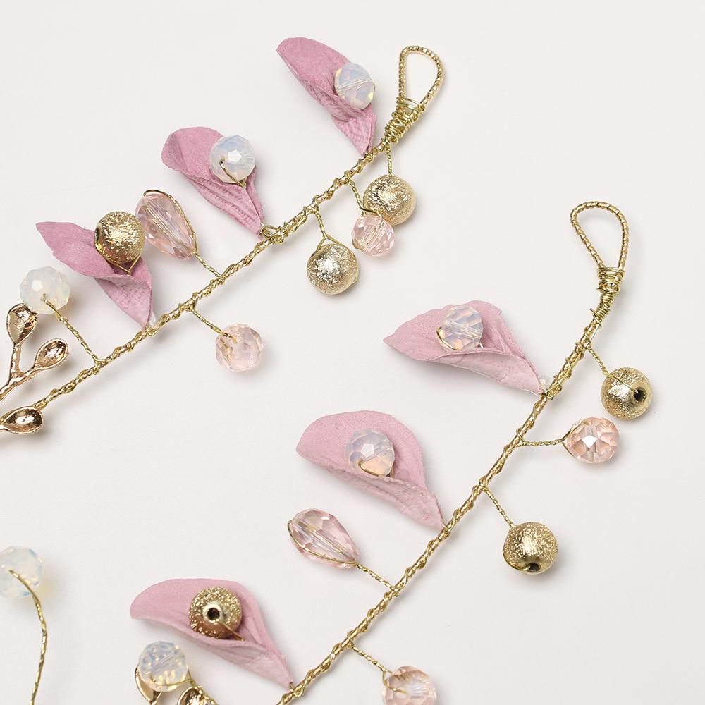 Hair Jewelry Headpiece Crown Purple Flower Tiara Pearl Hair Band Bride Headwear Headdress