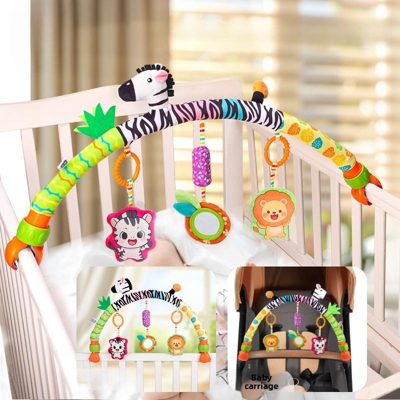 Baby Carriage Hanging Plush Toy With Rattle And Detachable Clip For Newborns