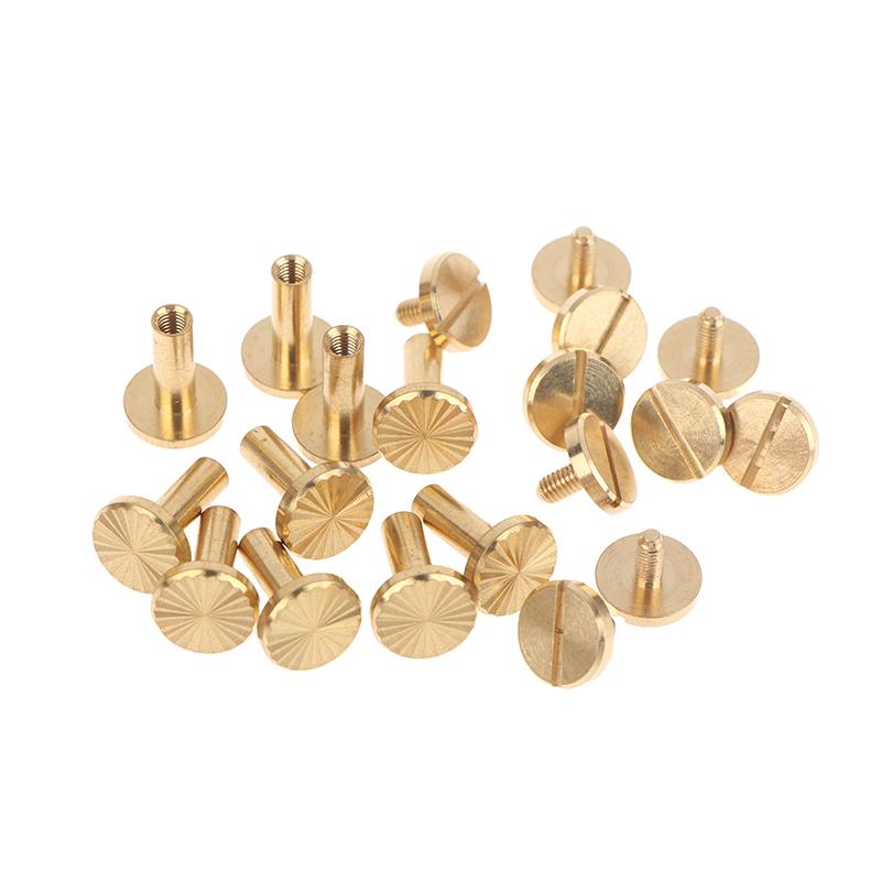 New! 10pcs Solid Brass Binding Chicago Screws Belt Screw Nail Stud Rivets For Photo Album Leather Craft Belt Wallet Fasteners