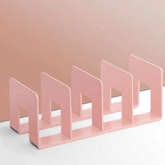 Desk Boodend Storage Organizer Book Support Stand with 4 Vertical Compartments Plastic File Sorter Rack for Book Magazines