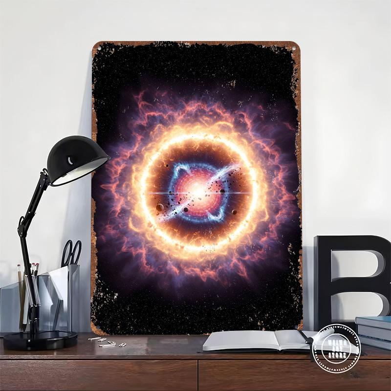 Exploding Star in Space Metal Poster Customized Wall Art Retro Vintage Tinplate Signs for Room Decorations Decoration Gaming