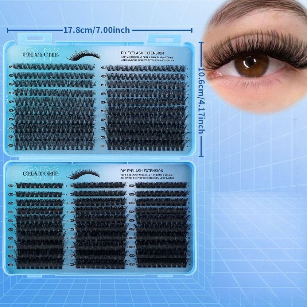 640Pcs 8-16mm Length Fake Eyelash Wispy Style DIY Lash Extension Kit 3D Faux Mink Lash Easy Removal