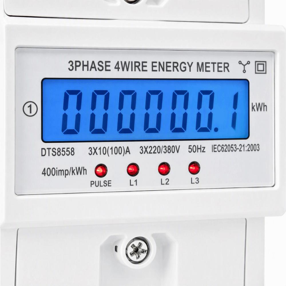 High-precision 3-Phase DIN-Rail Energy Meter LCD Display 4-Wire KWh Meter Commercial Plaza
