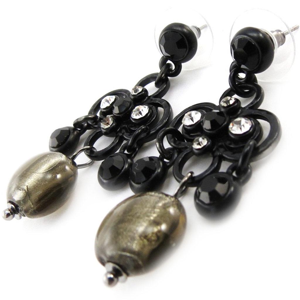 Les Trésors De Lily [J0471] - 'Mélusine' Black Grey Designer Earrings