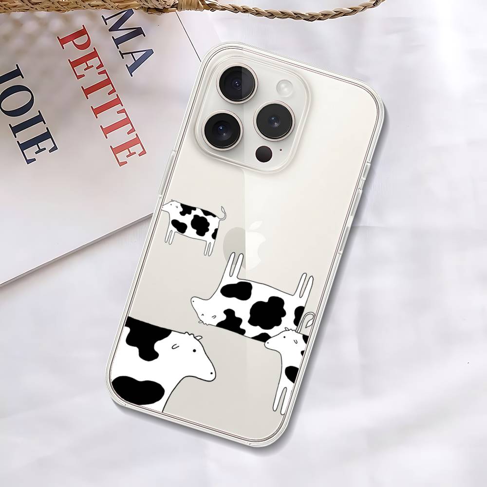 Чехол для телефона D-Dairy-Cow для iPhone 17 16 15 14 Plus 13 12 11 Pro Max Задняя крышка телефона Прозрачный ударопрочный чехол