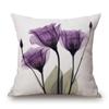 Premium Cotton Linen Pillow Case With Timeless Tulips Design For Home Decor
