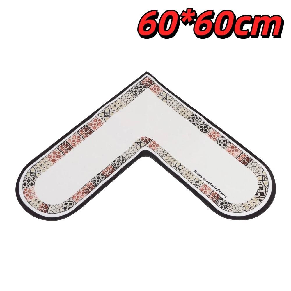 60*60cm Kitchen Carpet L-Shape Oil-Proof Anti-Slip Floor Mat Soft Wipable Surface Waterproof Doormat Home Decoration