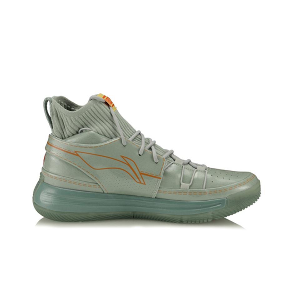 Баскетбольные кроссовки Li Ning 937 Rebirth High-Top Retro, мужские кроссовки, цвет серый, зеленый, AGBQ027-3