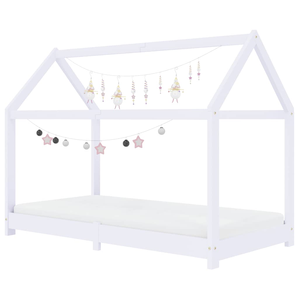 Kids Bed Frame White Solid Pine Wood 70 x 140 cm
