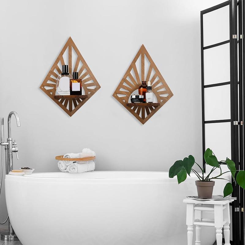 1шт сосновая геометрическая настенная рамка декоративная настенная витрина настенная подвесная стойка ретро полка для хранения свечей плавающая полка 11x14 дюймов
