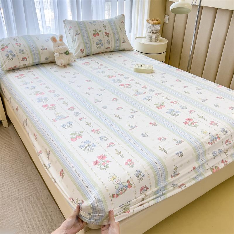 Pure Cotton Bedsheets Skin-friendly Fitted Sheet Cartoon Style Bed Linen Queen Size Bed Cover sabanas (Pillowcase Need Order)