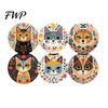Anti-skid Wood Coasters for Tables 6 Pcs Cute Cat Coasters, Thick Heat-Resistant Coaster Tabletop Protection, Siamese Pattern Table Pads Non
