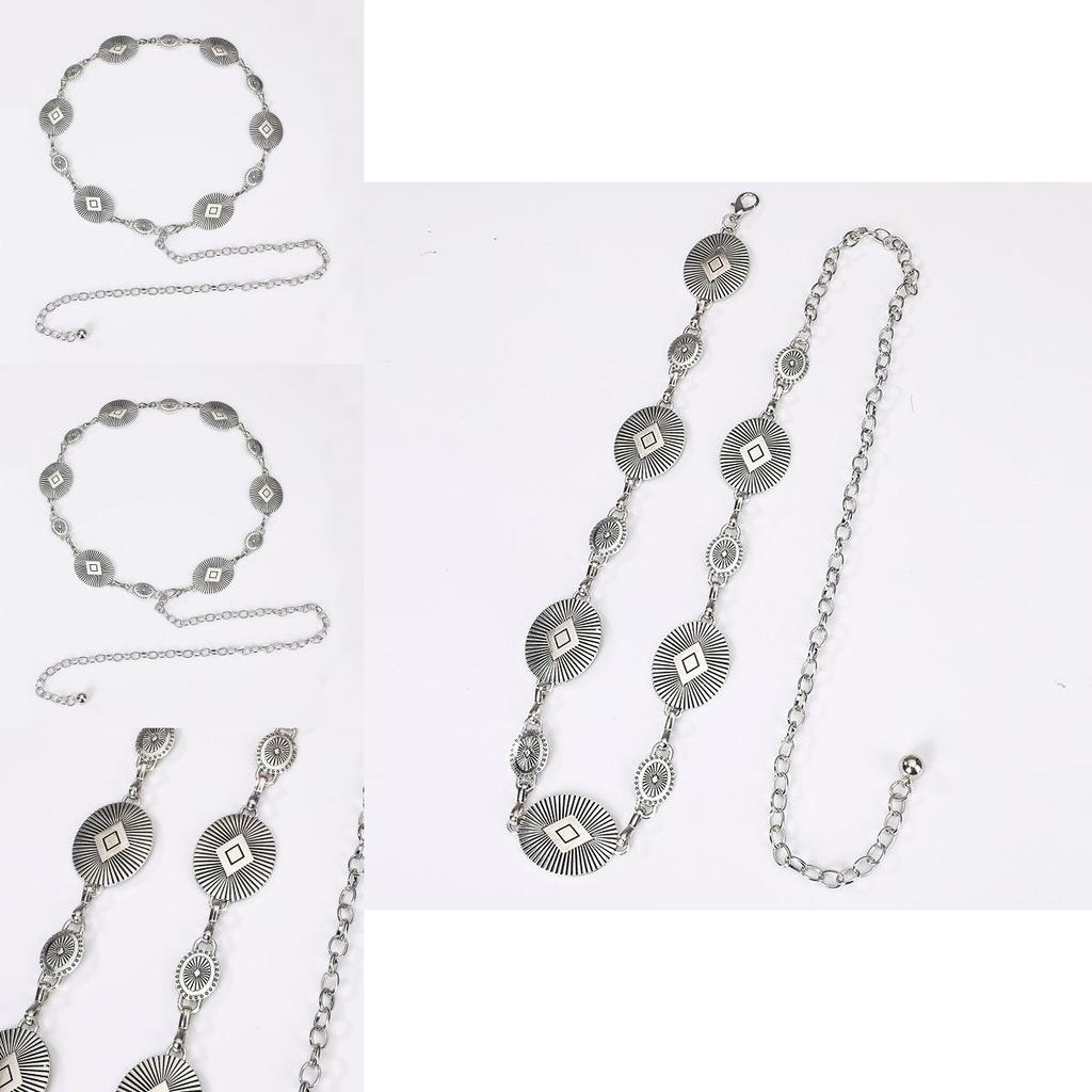 Metallic Ladies Waist Chain With Artistic Engraving For Casual Office Wear