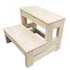 Solid Wood 2-Step Folding Ladder Stool for Household and Balcony Use
