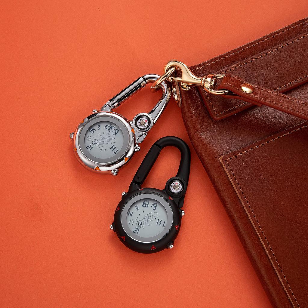 JEWELRYWE Часы с карабином Цифровые часы с клипсой Брелок Часы с карабином 3ATM Водонепроницаемые унисекс