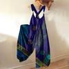 Women's Summer Overalls Floral Print Vintage Jumpsuit (Non-Adjustable Straps)