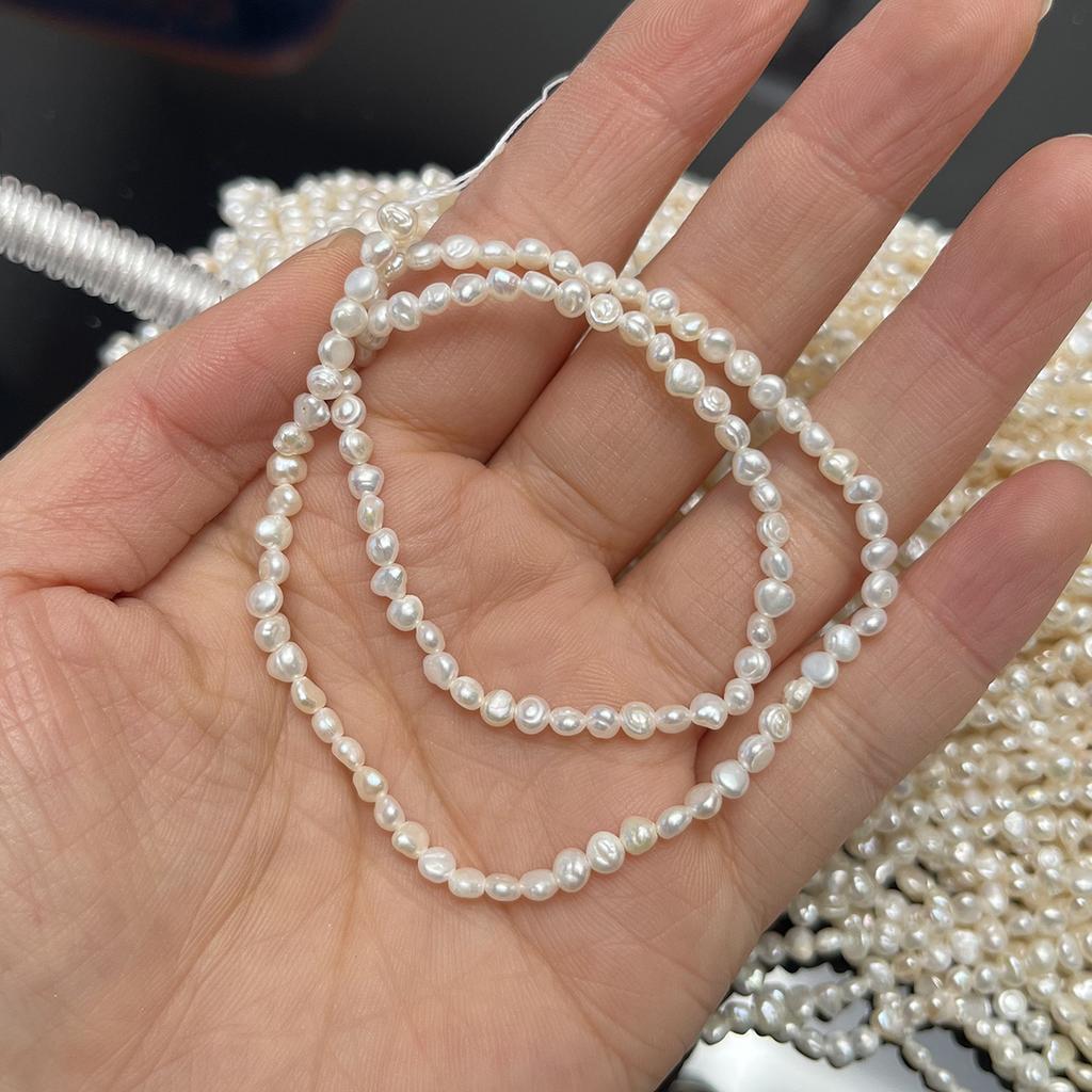 1String Mini White Natural Shell Mother of Pearl Beads, Boho Double-Sided Light Beads, 3-4mm, for DIY Jewelry Making, Perfect Love Wedding Craft, 36cm