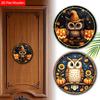 Halloween Wooden Sign with Owls & Pumpkin Pattern, Decorative Plaques & Signs for Front Door, Wall Decor, Ideal Thanksgiving Gift for Friend & Family