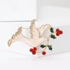 Cross Border Cute Enamel Carrying Flower Pigeon Brooch Niche Women's Suit Cardigan Corsage