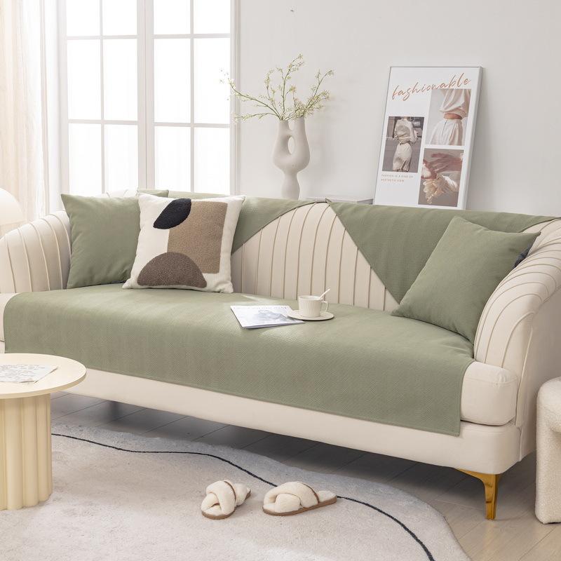 Подушка для дивана, простой современный высококачественный всесезонный универсальный чехол для дивана из синели, противоскользящий чехол для дивана, простой тканевый чехол для подушки, зеленый