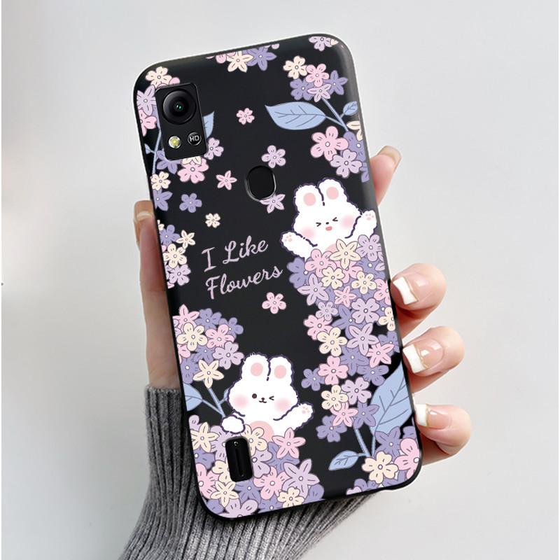 For Cricket Icon 5 Case AT&T Motivate 4 (SL112A/SL112C) Back Cover Luxury Cute Love Rabbit Funny Black Soft Silicone Phone Case