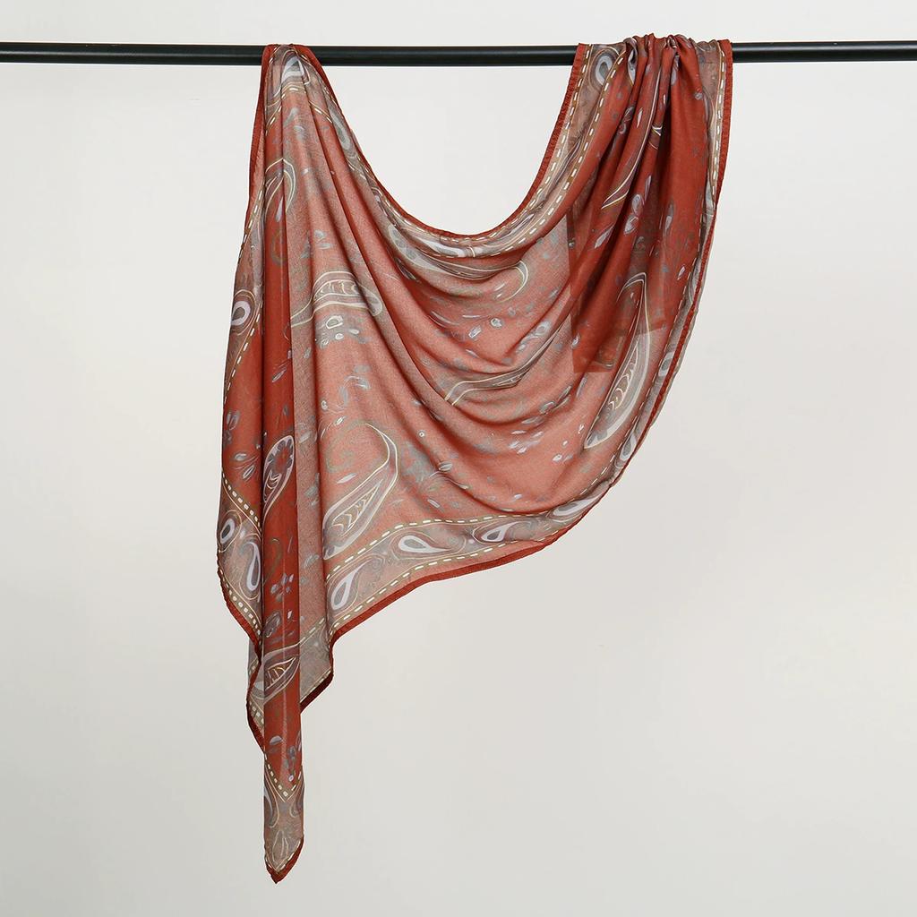 Новый печатный вискозный хиджаб-шарф для мусульманки, хиджабы Малайзии, длинные накидки, платок, исламский тюрбан, головной платок, Рамадан