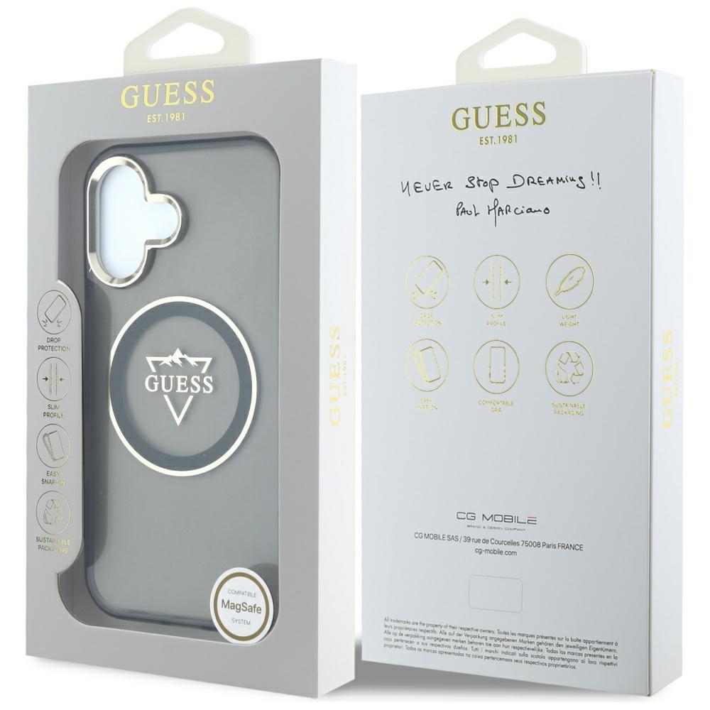 Etui do iPhone 16 Guess MagSafe Metal Logo Czarne