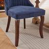 Rayon Cloth Flocking Linen Dining Chairs with Curved Solid Wood Legs, Set of 2 (Blue), DE1847BL