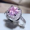 Штамп 925, Новая мода, розовое кольцо с цирконием, квадратное кольцо с четырьмя когтями, милые ювелирные изделия для свадебной вечеринки, подарки, оптовая продажа