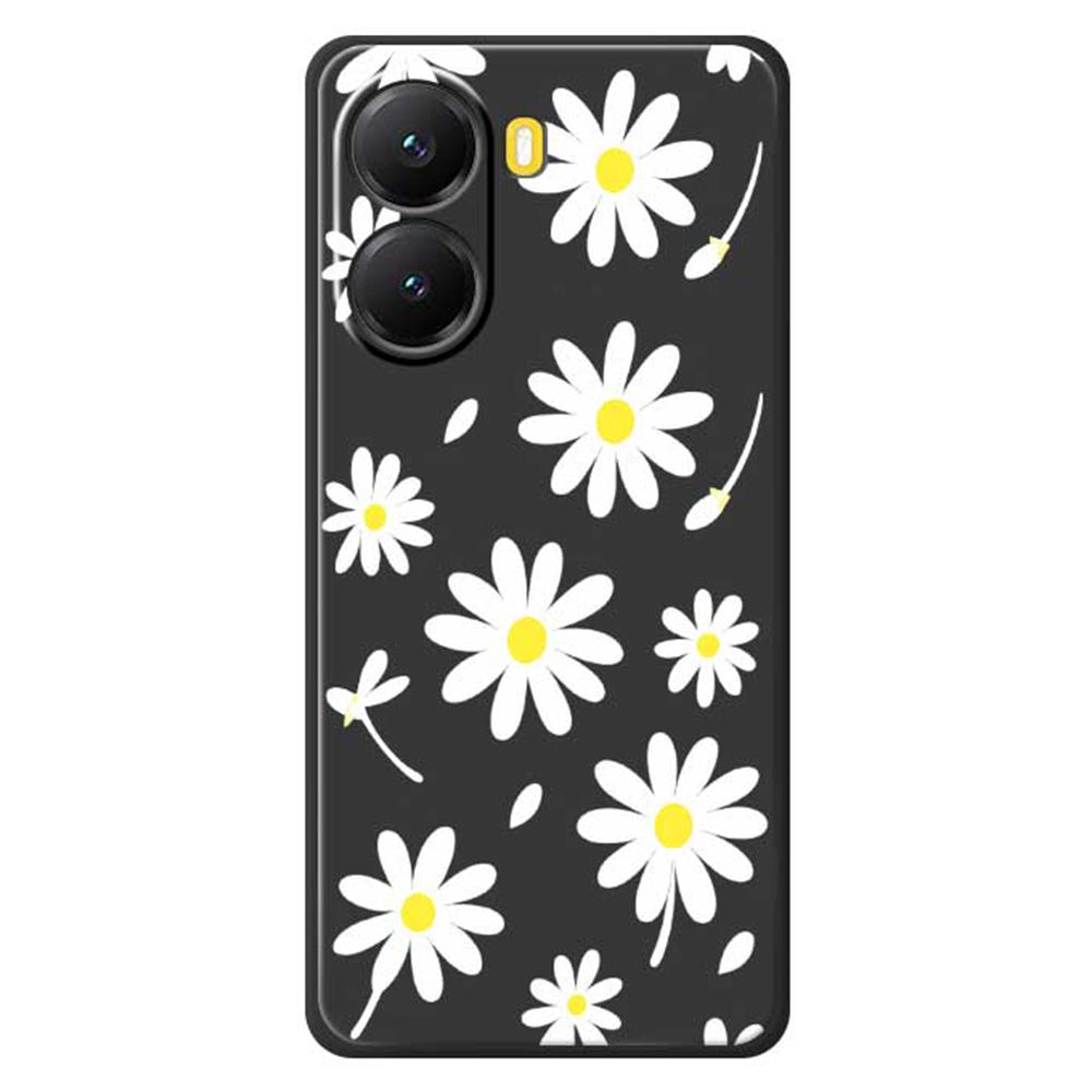 For Xiaomi Redmi Turbo 4 5G/Poco X7 Pro 5G Case White Daisy Pattern Printing Straight Edge TPU Phone Back Cover