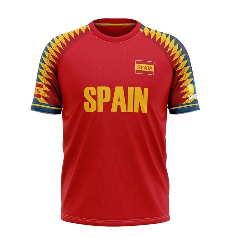Spain National Flag 3d Print T Shirt Men Colors Short Sleeves Tee Shirt Streetwear Harajuku Clothing Round Neck Loose Tees Top
