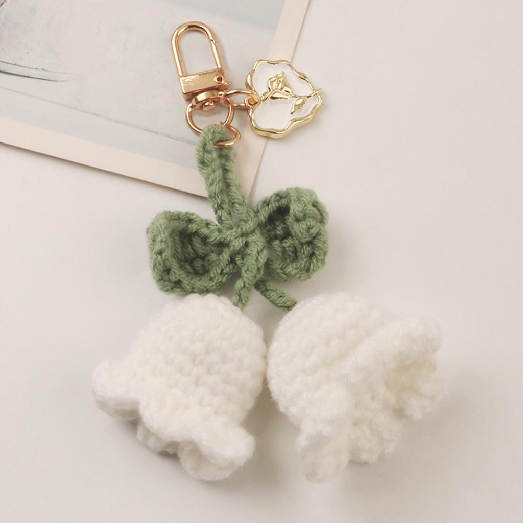 Ландыш Брелок Подвеска Чехол-мешочек для наушников Украшения для телефона Ручная работа Цветок Вязаный Брелок Украшение