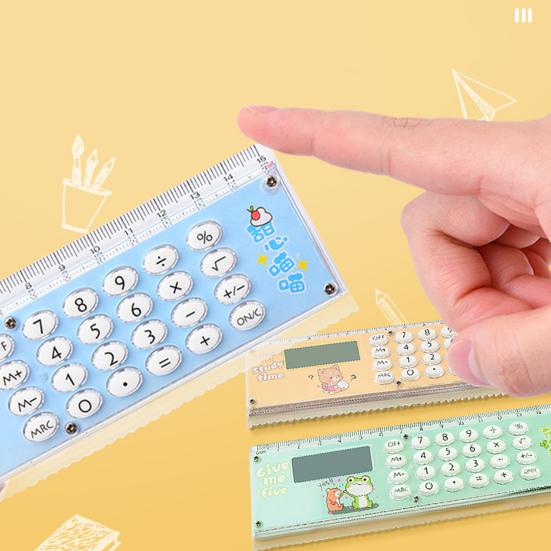 Линейка-калькулятор, многофункциональный 2 в 1, масштаб 15 см, 8 цифр, портативный ЖК-дисплей на батарейках, студенческий калькулятор, офисные принадлежности