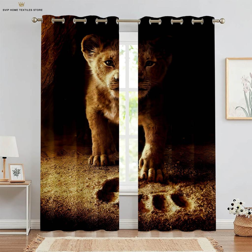 Шторы с изображением лесных животных, тигр, лев, подходят для спальни, гостиной, кабинета, детской комнаты, 2 шт.