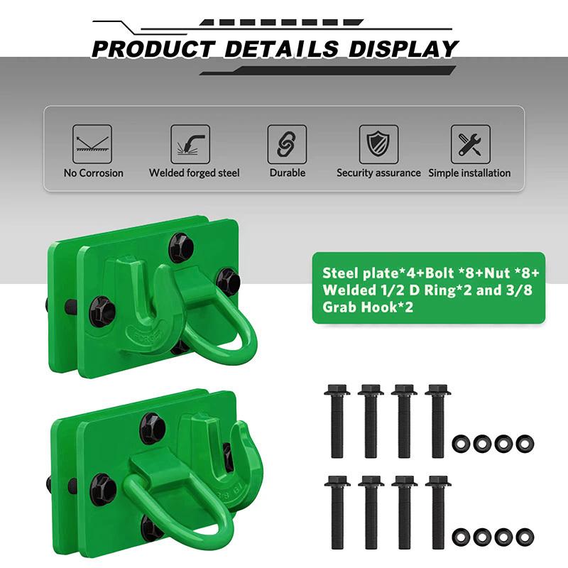 2 Pcs Tractor Bucket Hooks Forged Steel Bolt On Grab Hook Tow Hook Mount with Backer Platefor Tractor Bucket Truck Max 15000 lbs